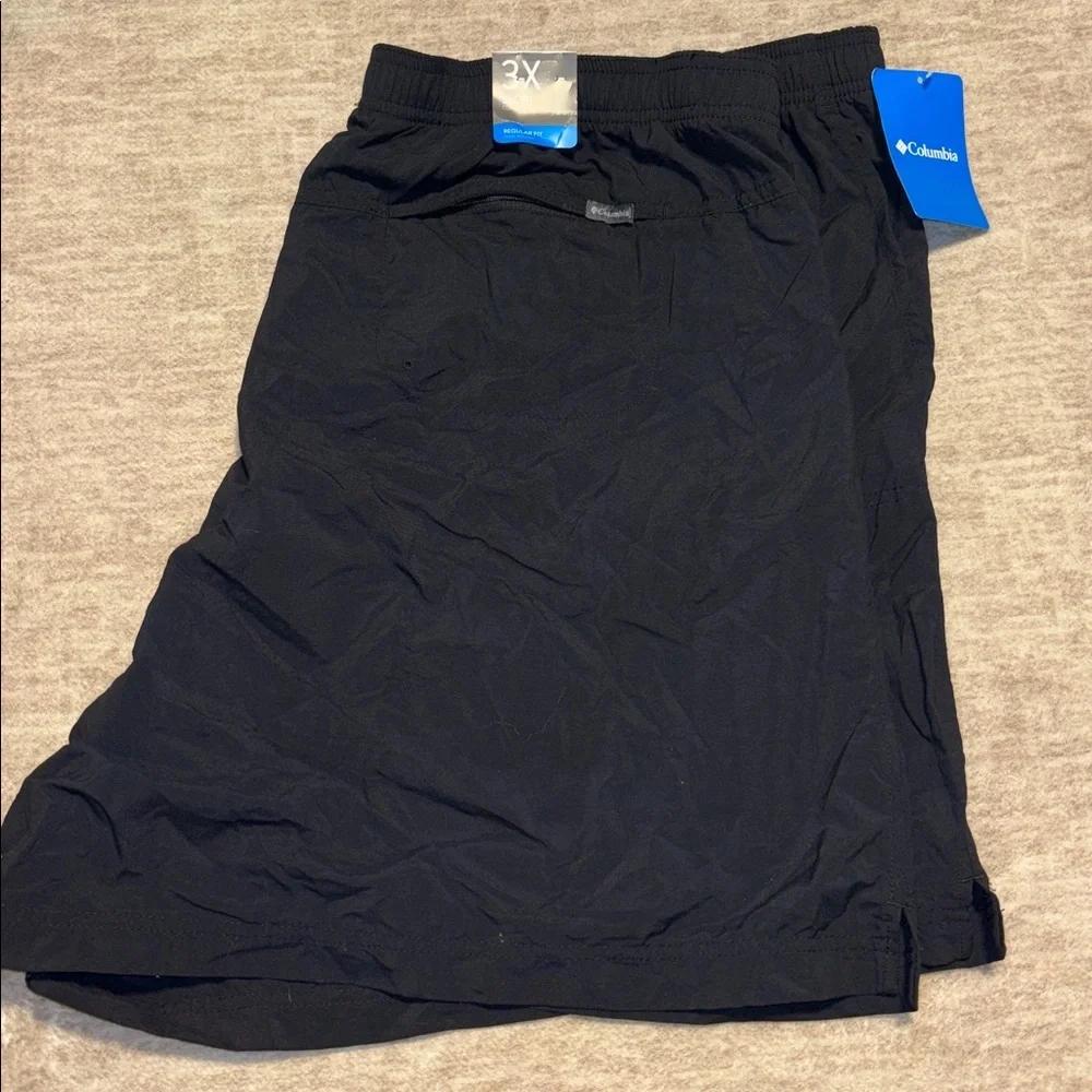 NWT 3X Columbia Black court Short Elastic Waistband athletic pockets